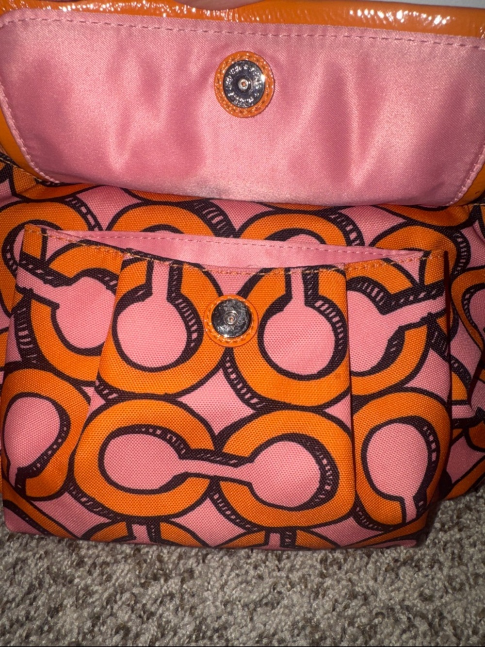 Coach Poppy Groovy Shoulder Bag Pink Orange Pop Art Melon C’s Y2K - Picture 4 of 16